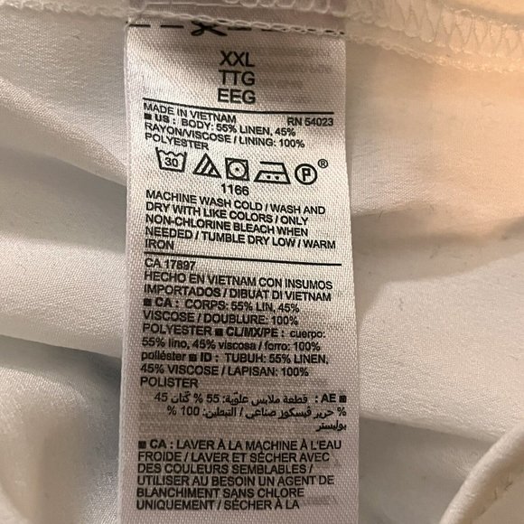 Linen Blend Stripe Collared Full Button Front Shirt Dress Slip Lining XXL - Picture 10 of 10